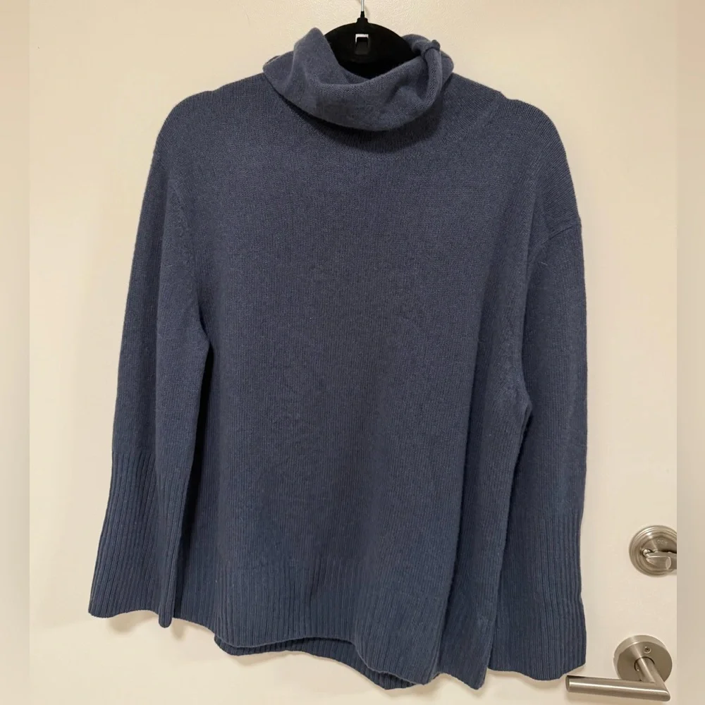 Massimo Dutti Wool/Cashmere Blue Cowl Neck Sweater - Picture 2 of 9